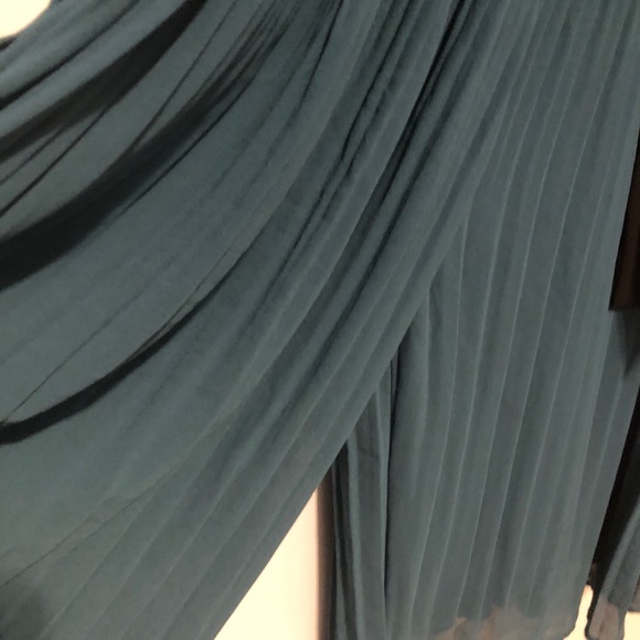 Zara Pleated Wide-Leg Ruffle Jumpsuit Teal Medium - Picture 6 of 10